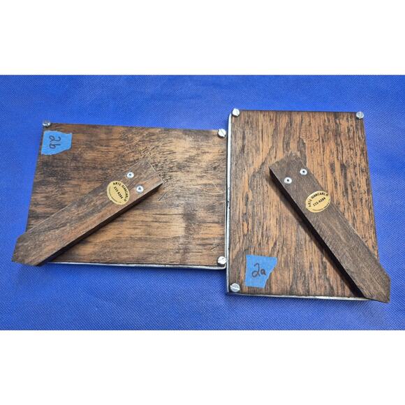 Two Vtg Arte Giancarlo Honduras Pewter Photo Frames Curlicues Wood Back 7x5" - Picture 5 of 9